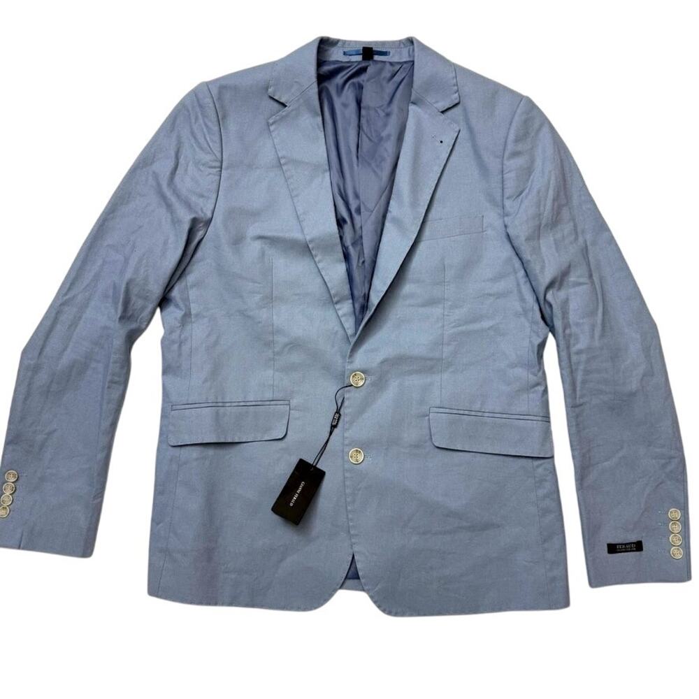 Gianni Feraud Mens 44 Light Blue SAM Plaid Check Suit Jacket Blazer NWT New